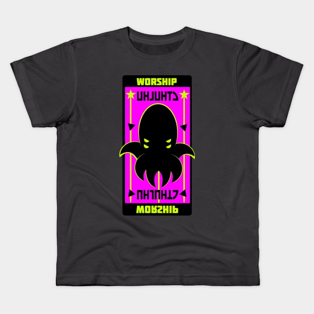 Worship Cthulhu Propaganda Poster Kids T-Shirt by TaliDe